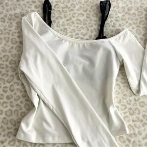 White asymmetrical long sleeve